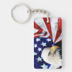 American Flag and Eagle Patriotic Keychain
