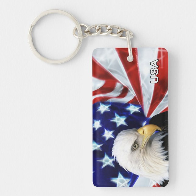American Flag and Eagle Patriotic Keychain (Front)