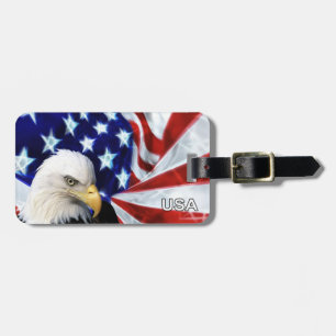 American flag and eagle patriotic luggage tags