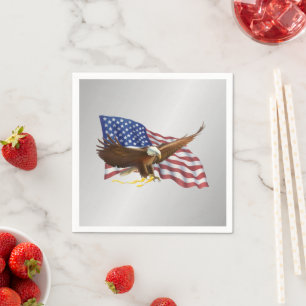 American Flag and Eagle Silver Napkin