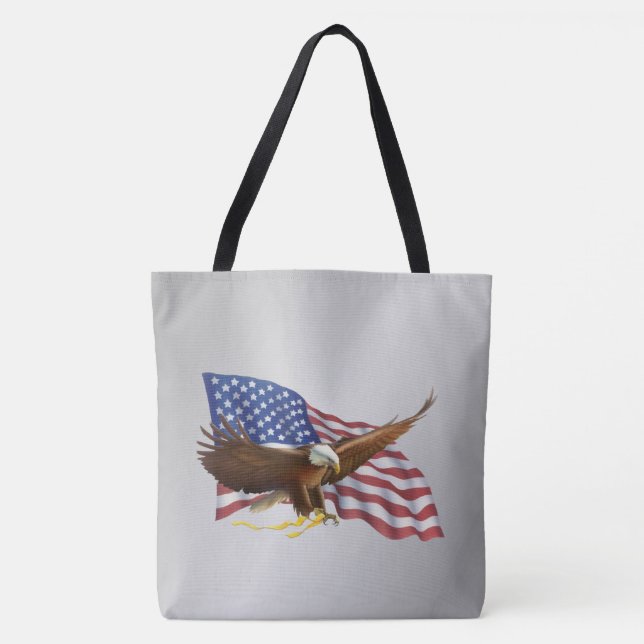 American Flag and Eagle Silver Tote Bag (Front)