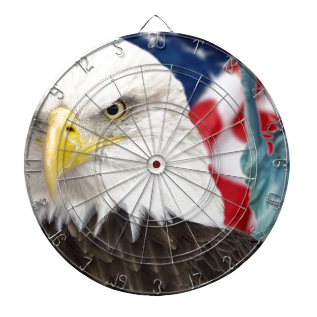 American flag and eagle statue of liberty dartboard (Front)