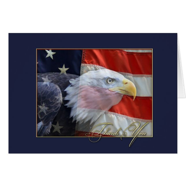 American Flag and Eagle Thank You Card (Front Horizontal)