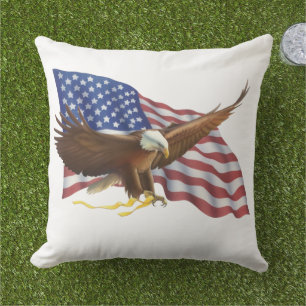 American Flag and Eagle Throw Pillow