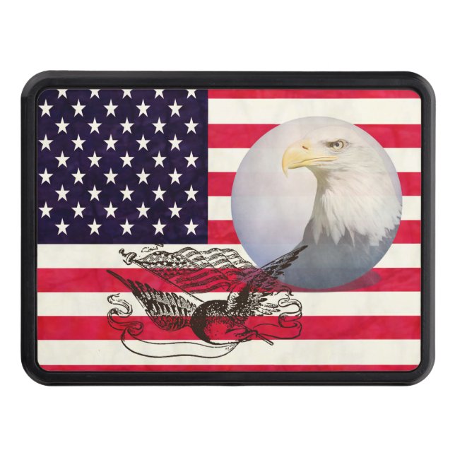 American Flag And Eagle Trailer Hitch Cover (Front)