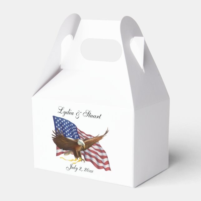 American Flag and Eagle Wedding Favor Box (Front Side)
