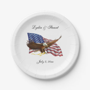 American Flag and Eagle Wedding Paper Plate