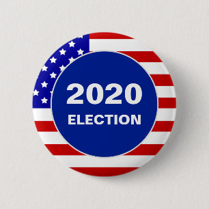 American flag and editable 2020 election text 2 inch round button