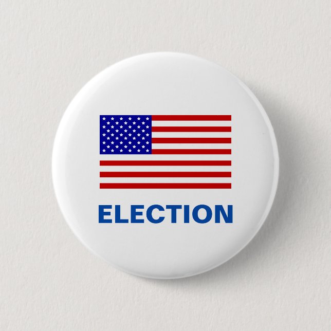 American flag and election text 2 inch round button (Front)