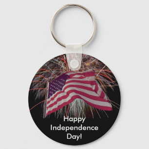 American Flag and Fireworks Keychain