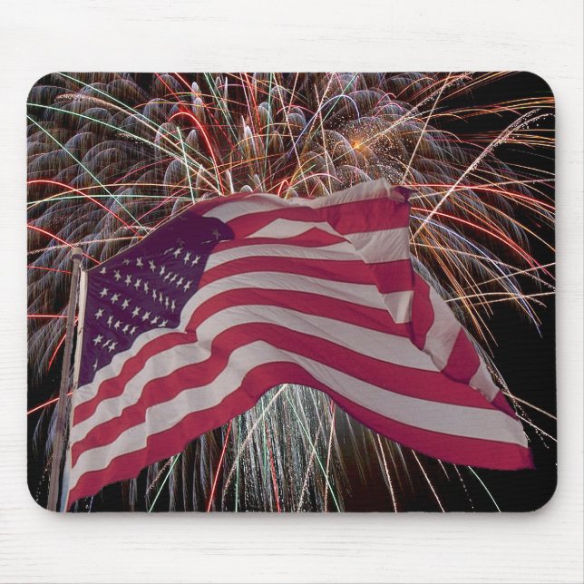 American Flag and Fireworks Mouse Pad (Front)