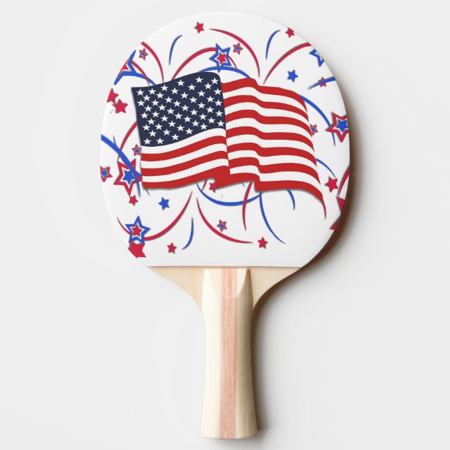 American Flag and Fireworks Ping Pong Paddle (Back)