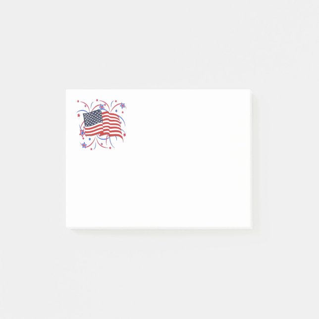 American Flag and Fireworks Post-it Notes (Front)