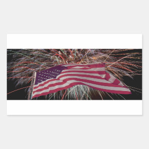 American Flag and Fireworks Sticker