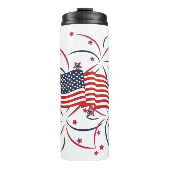 American Flag and Fireworks Thermal Tumbler (Front)