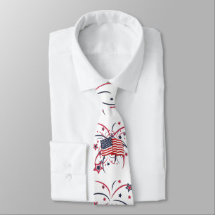 American Flag and Fireworks Tie