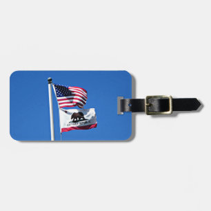 American Flag and Flag of California Luggage Tag