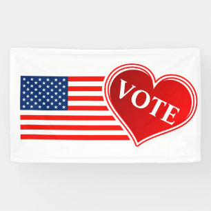 American Flag and Heart Vote Banner