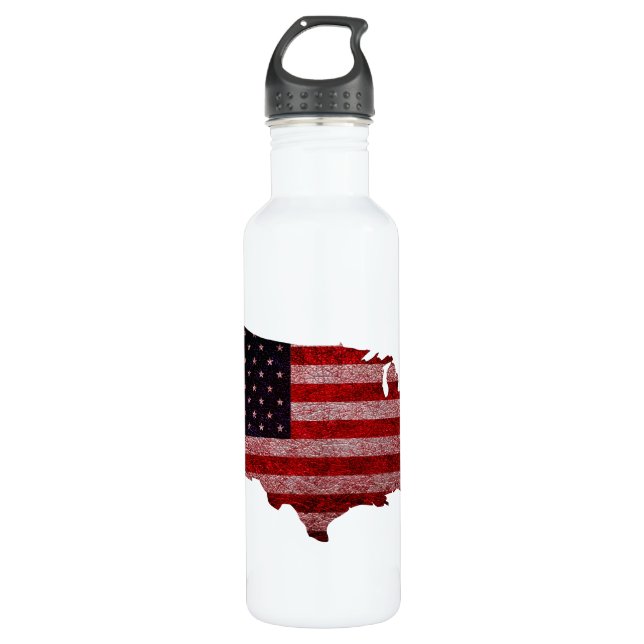 American Flag and Map #2 710 Ml Water Bottle (Front)