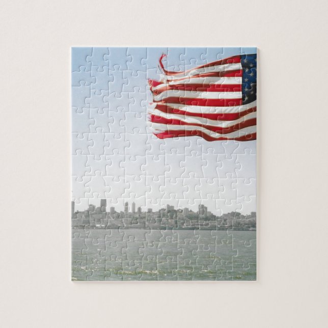American Flag and shoreline Jigsaw Puzzle (Vertical)