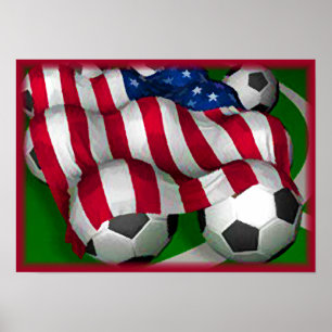 American Flag and Soccer Poster