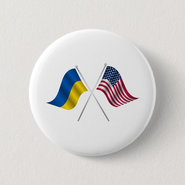 American flag and Ukrainian flag 2 Inch Round Button (Front)