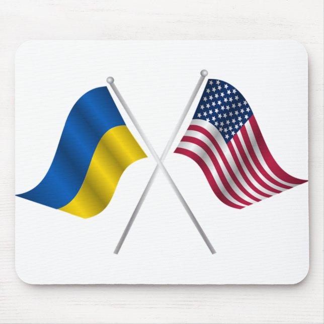 American flag and Ukrainian flag Mouse Pad (Front)