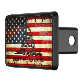 American Flag And Viper On Rusted Metal Trailer Hitch Cover