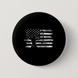 American Flag Archer Girl Archery Bow Hunting Usa 2 Inch Round Button