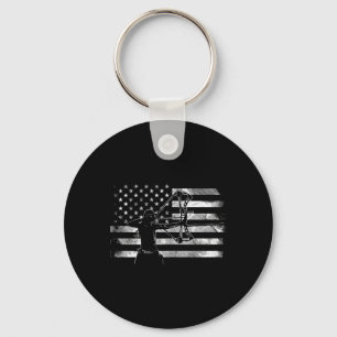 American Flag Archer Girl Archery Bow Hunting Usa  Keychain