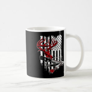 American Flag Archery Bow Hunting - Deer Skull Cro Coffee Mug