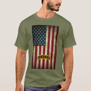 American Flag Army Ranger School Tab  T-Shirt