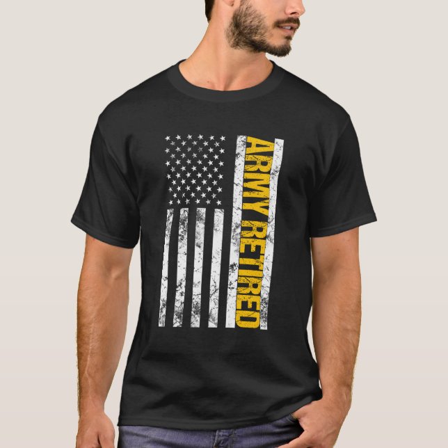 American Flag Army Retired T-Shirt (Front)