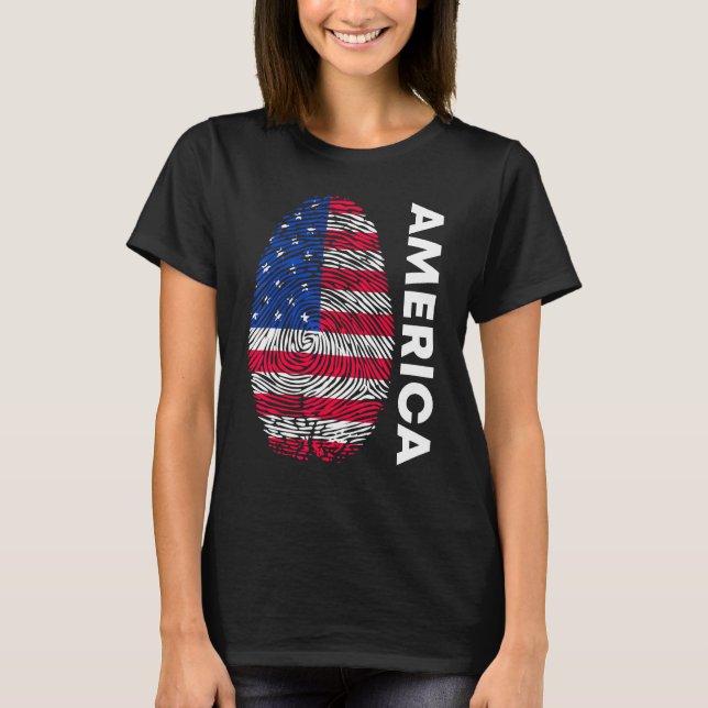 American flag as fingerprint motif T-Shirt (Front)