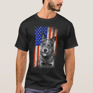 American Flag Australian Cattle Dog Dad Mom Puppy  T-Shirt