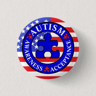 American Flag Autism Awareness Acceptance button