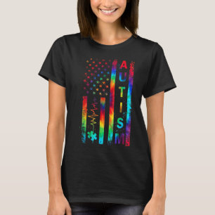 American Flag Autism Awareness Teacher Mom Support T-Shirt