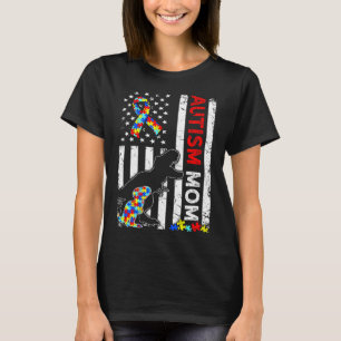 American Flag Autism Mom Dinosaur Awareness Autist T-Shirt