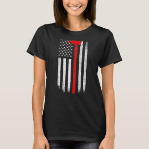 American Flag Axe Thin Red Line Firefighter Suppor T-Shirt