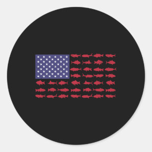 American Flag B Fishing Kid Boy Youth Women Men Pa Classic Round Sticker