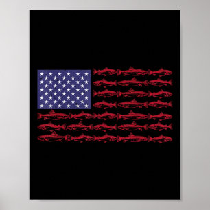 American Flag B Fishing Patriotic Men Boys Funny 4 Poster