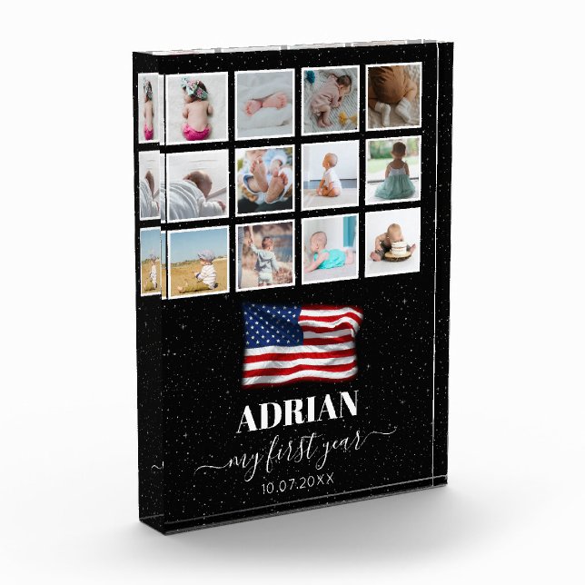 American Flag Baby First Year Photo Collage (Left)