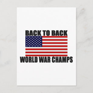 American Flag Back To Back World War Champs Postcard