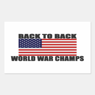 American Flag Back To Back World War Champs Sticker