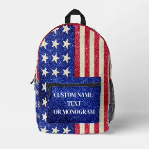 American Flag Backpack - Personalized Glitter Name