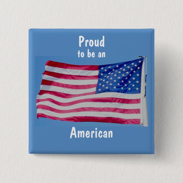 American Flag Badge 2 Inch Square Button (Front)