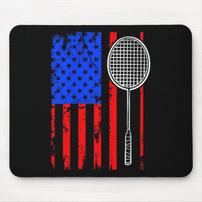 American Flag Badminton  Mouse Pad (Front)