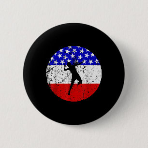 American Flag Badminton Shirt - Badminton Player 2 Inch Round Button