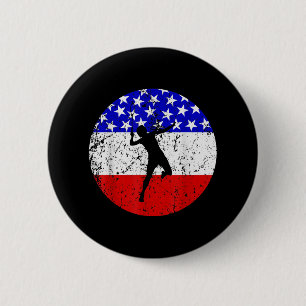 American Flag Badminton Shirt - Badminton Player 2 Inch Round Button