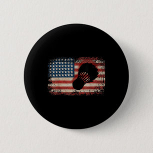 American Flag Badminton Shuttle Art Sports  2 Inch Round Button